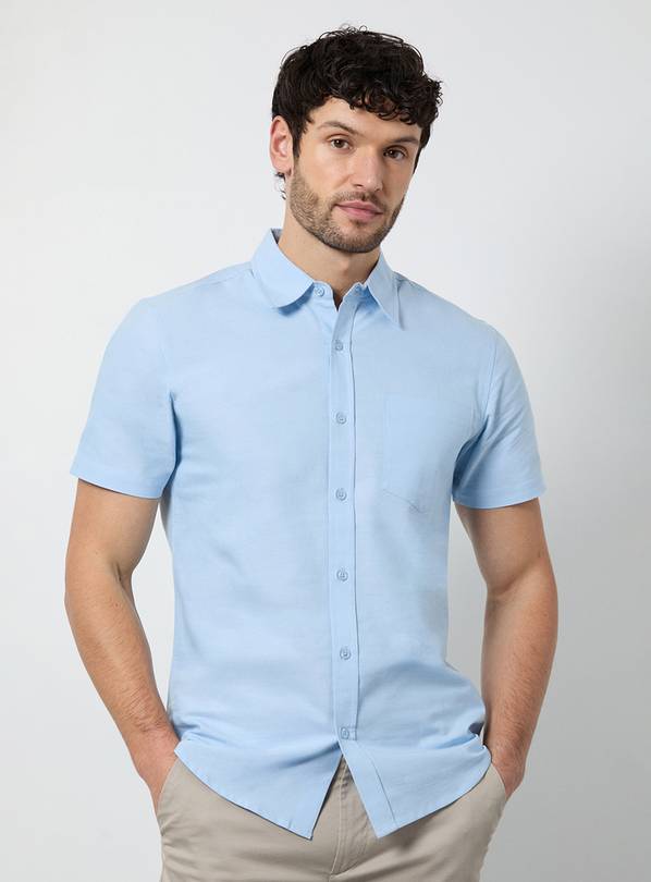BURTON Light Blue Short Sleeve Oxford Shirt XL